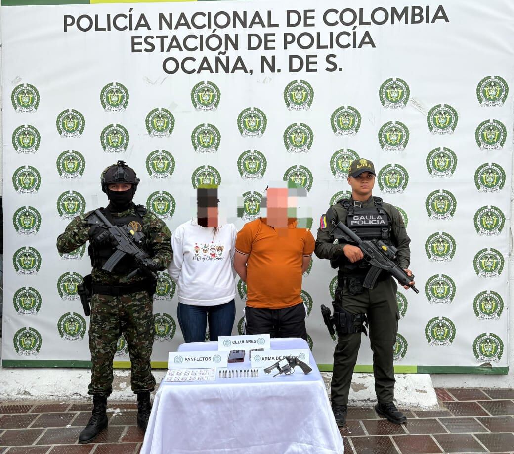 Capturan en Ocaña a alias “Winnie Pohh” y “Veneca”, extorsionistas de Los Pelusos. / Foto: DENOR.