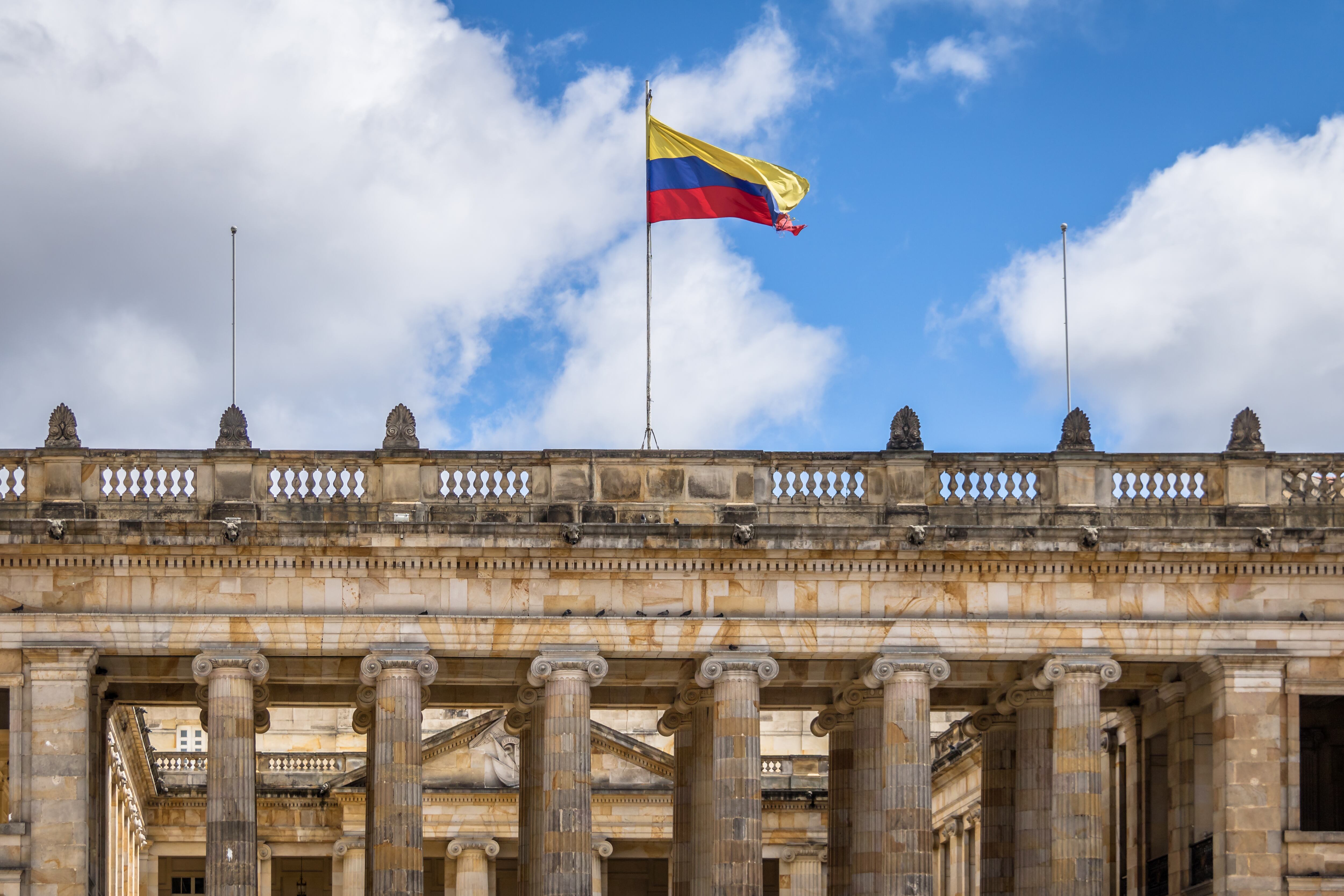 Colombian National Capitol and Congress situated at Bolivar Square - Bogota, Colombia