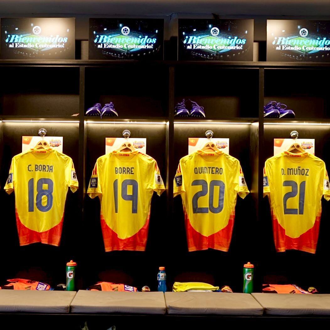Camerino de la Selección Colombia previo a partido contra Uruguay. Foto: Twitter Selección Colombia.