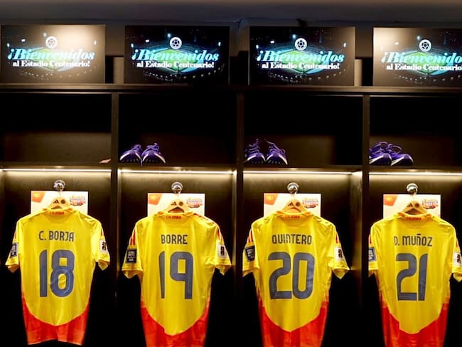 Camerino de la Selección Colombia previo a partido contra Uruguay. Foto: Twitter Selección Colombia.