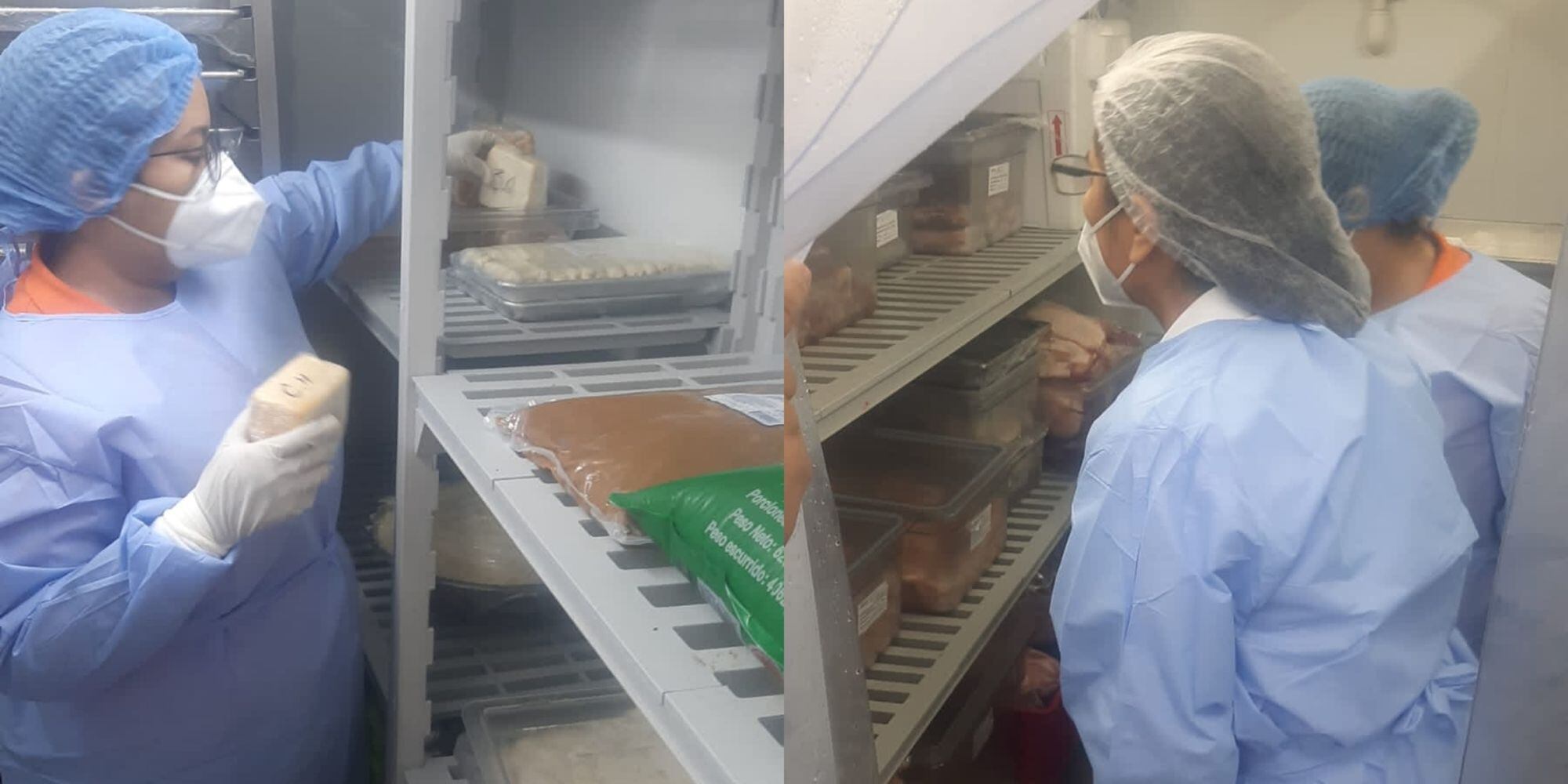 Funcionarios de la Secretaría de Salud inspeccionando los alimentos del hotel / Alcaldía
