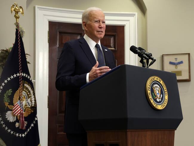 Joe Biden, presidente de Estados Unidos, hablando sobre la situación en Ucrania