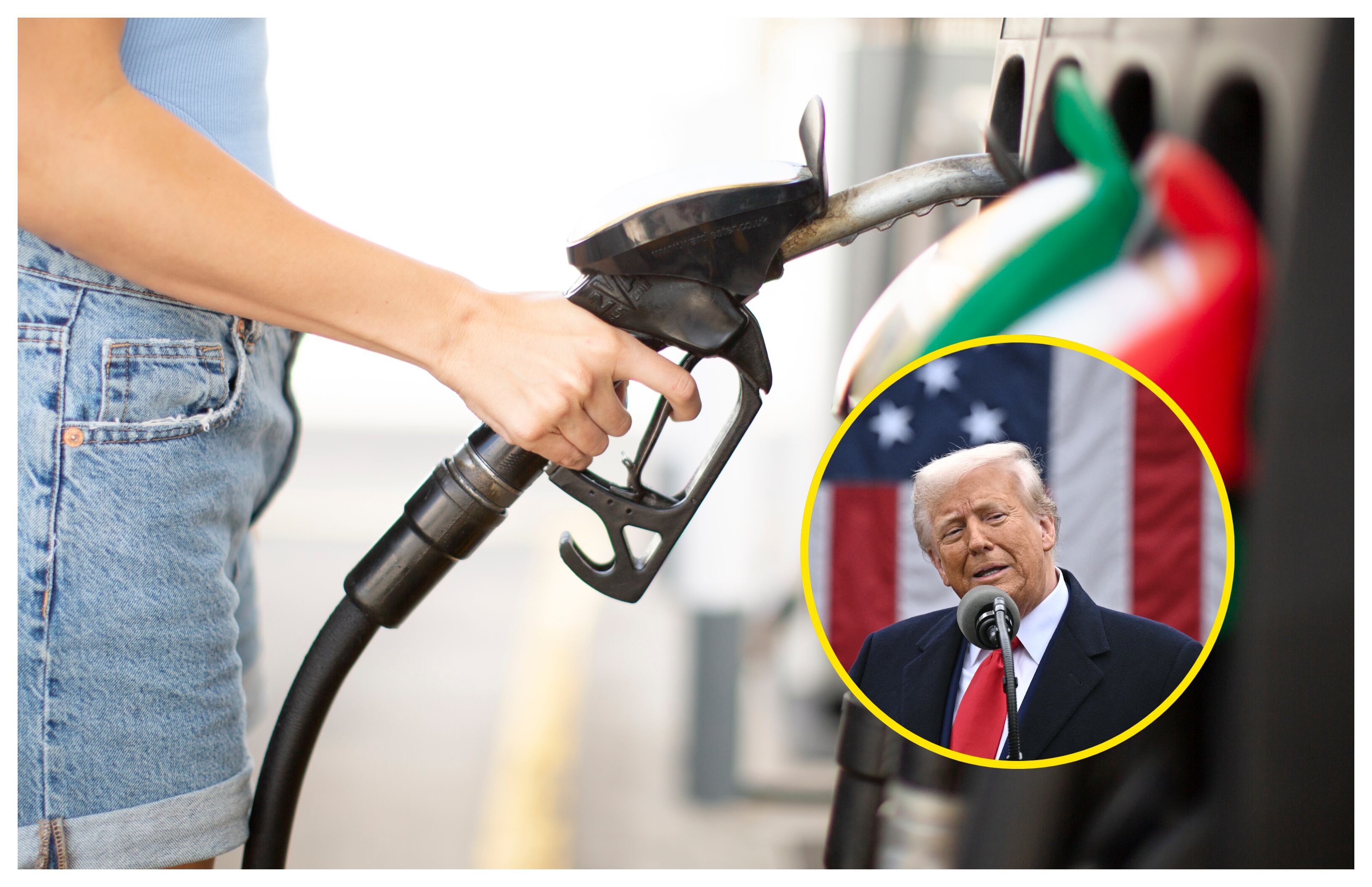 Donald Trump Y Referencia de petróleo. Foto: BRENDAN SMIALOWSKI/AFP via Getty Images.