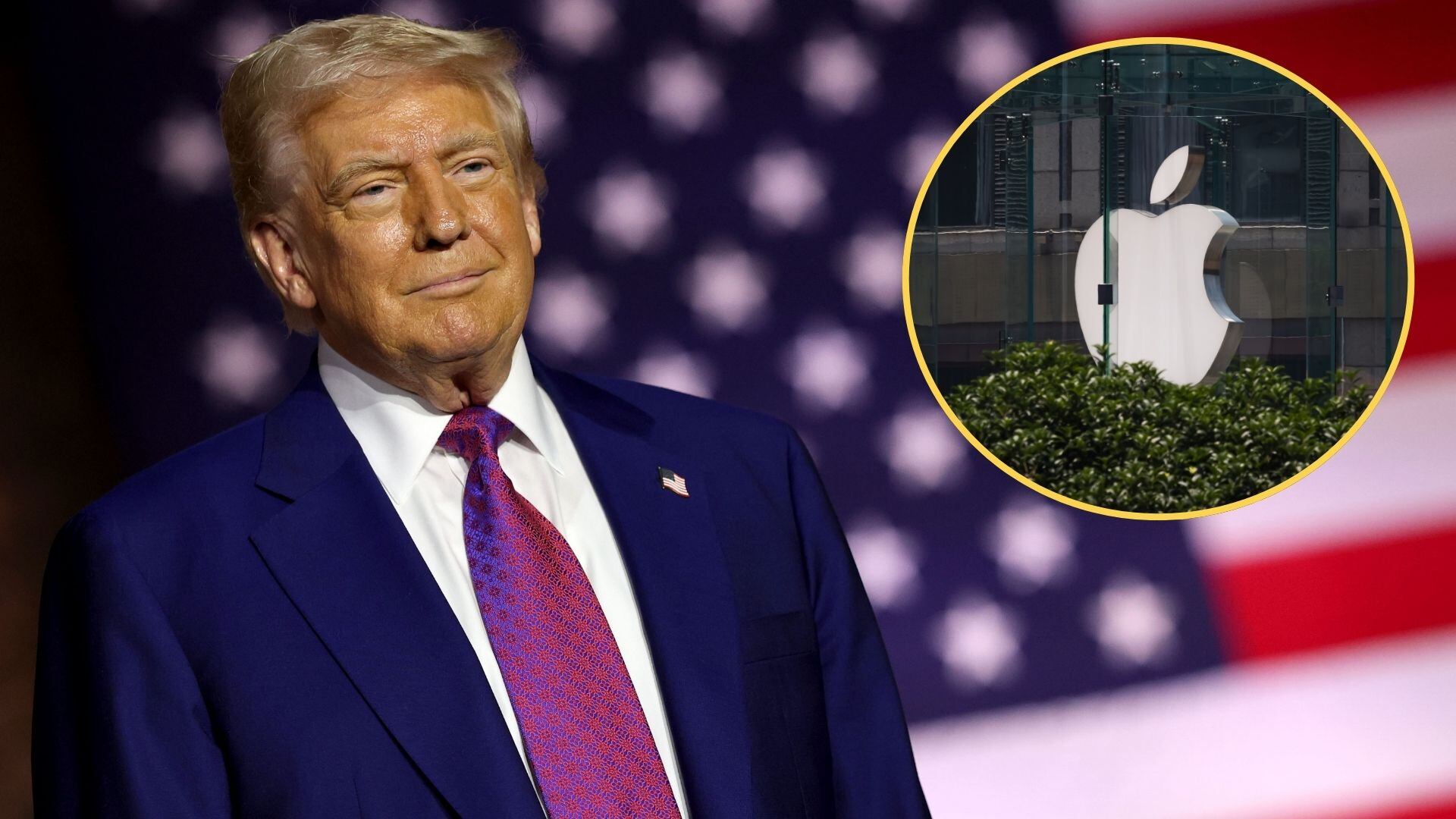 Donald Trump. Foto: Win McNamee/Getty Images - Apple. Foto: Cheng Xin/Getty Images.