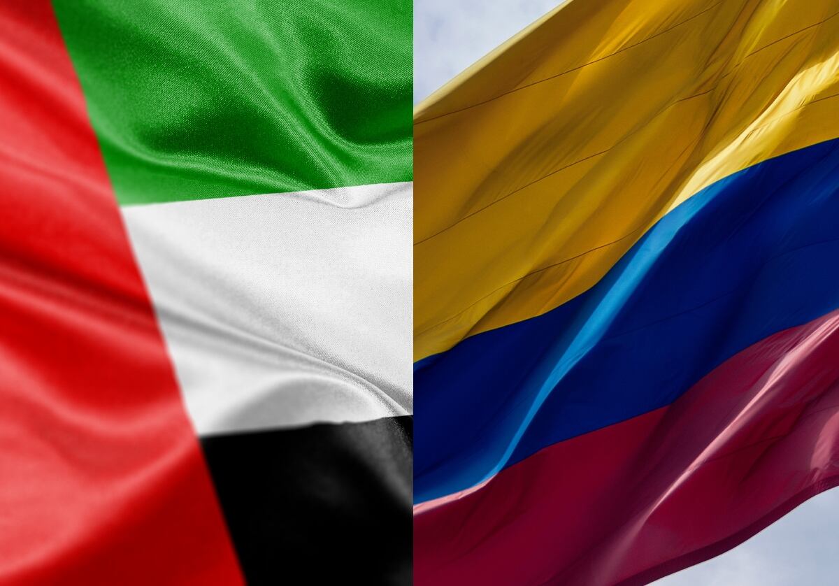 Bandera de Emiratos Árabes Unidos y bandera de Colombia | Fotos: GettyImages
