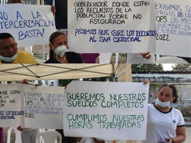 Protesta de empleados del hospital de Ciénaga/ Elizabet Molina