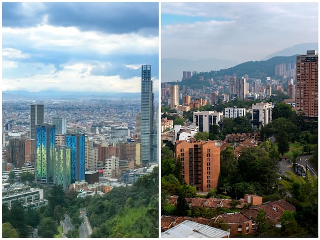 A la izquierda está la ciudad de Bogotá y a la derecha Medellín (Fotos vía GettyImages)