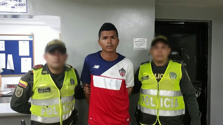 Raúl Barrios, quien fue capturado por el crimem de Salomé Jiménez, en el sur de Barranquilla. Foto: Policía de Barranquilla.