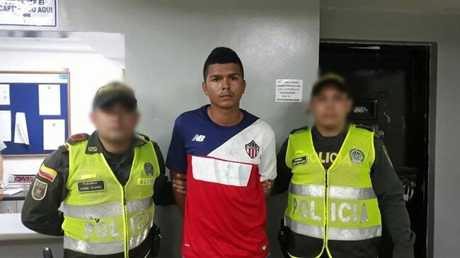Raúl Barrios, quien fue capturado por el crimem de Salomé Jiménez, en el sur de Barranquilla. Foto: Policía de Barranquilla.