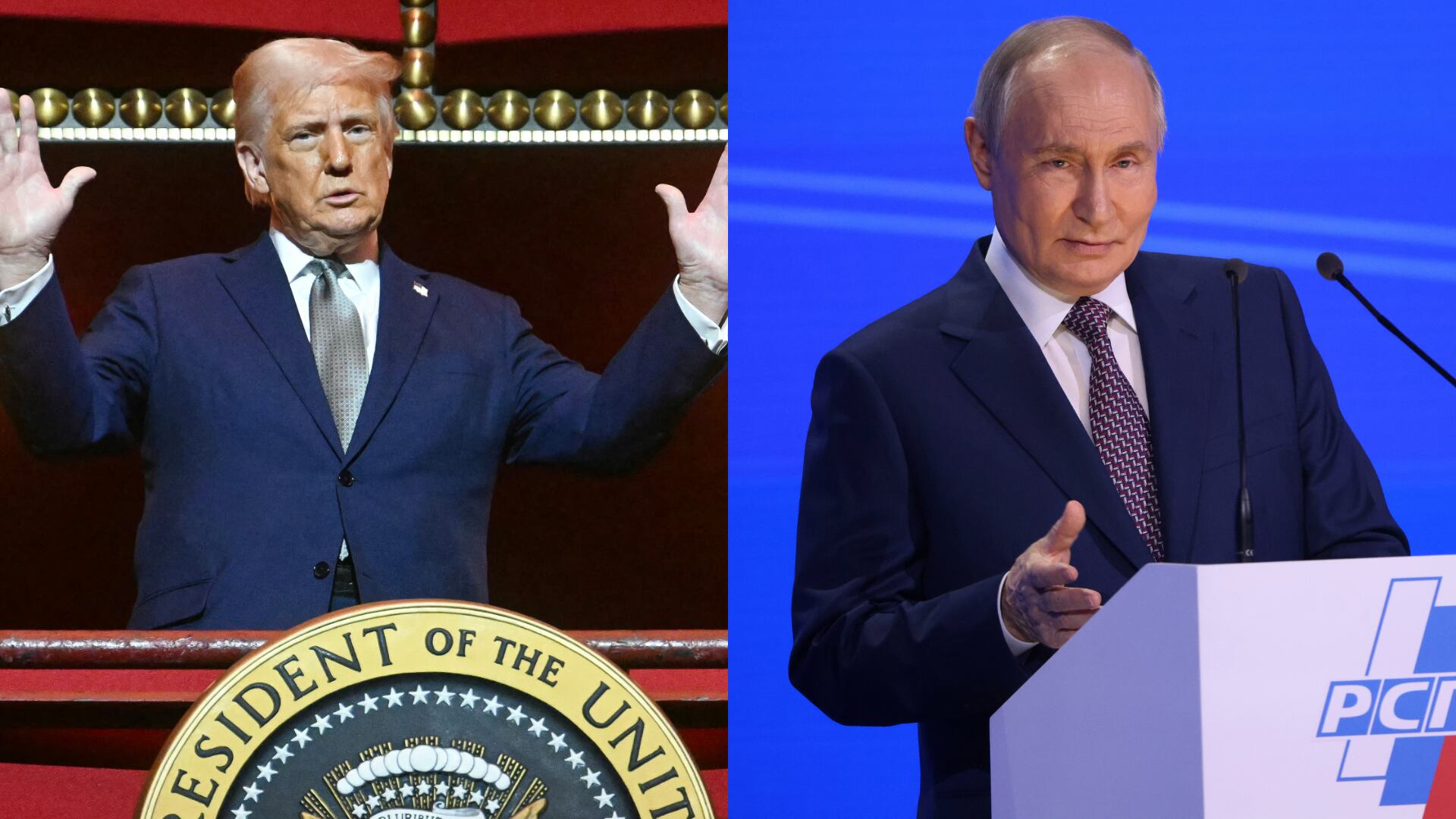 Donald Trump. FOTO: JIM WATSON/AFP via Getty Images - Vladimir Putin. FOTO: Contributor/Getty Images