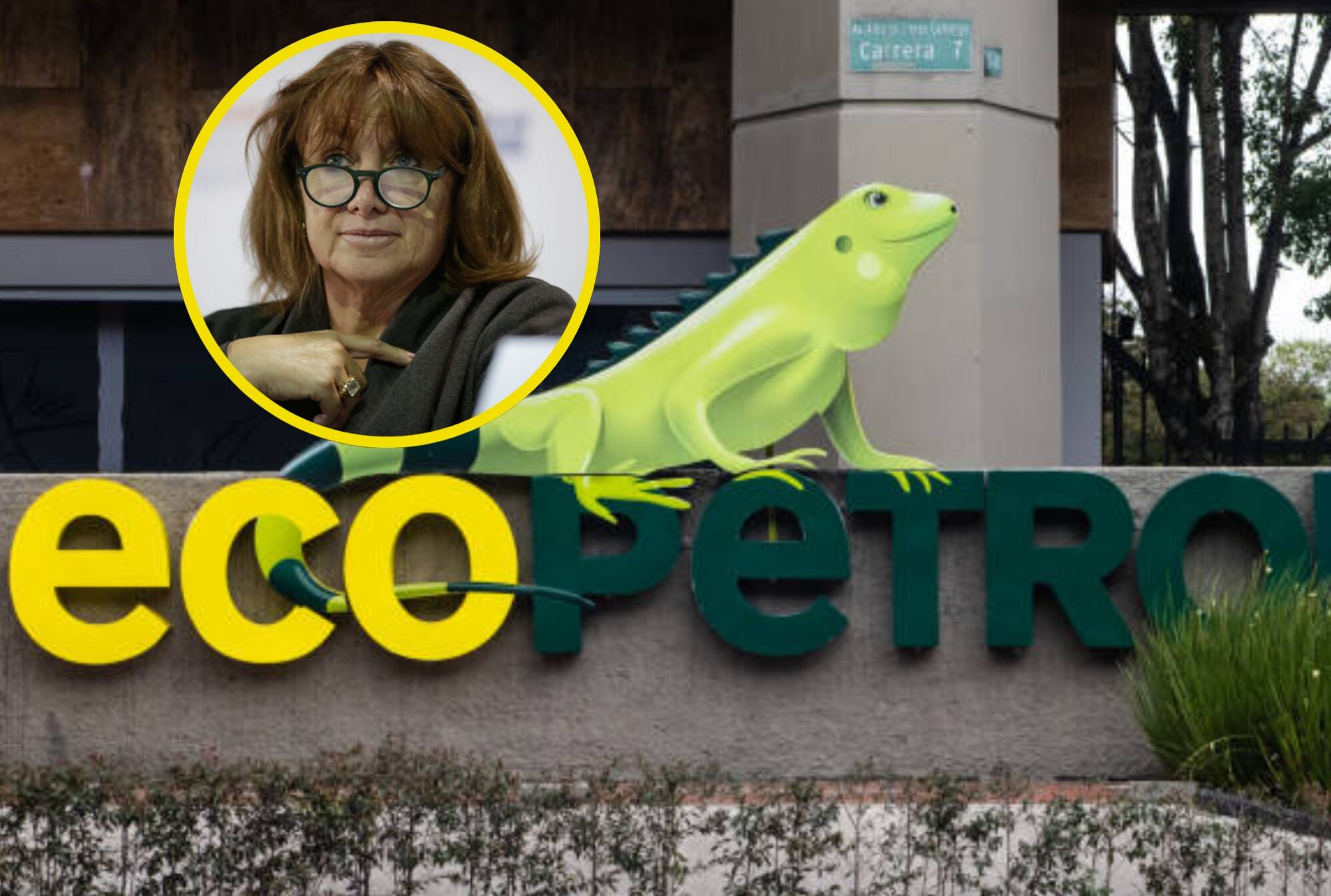 Mónica de Greiff y logo de Ecopetrol. Foto: Prensa Ecopetrol/ Colprensa. 