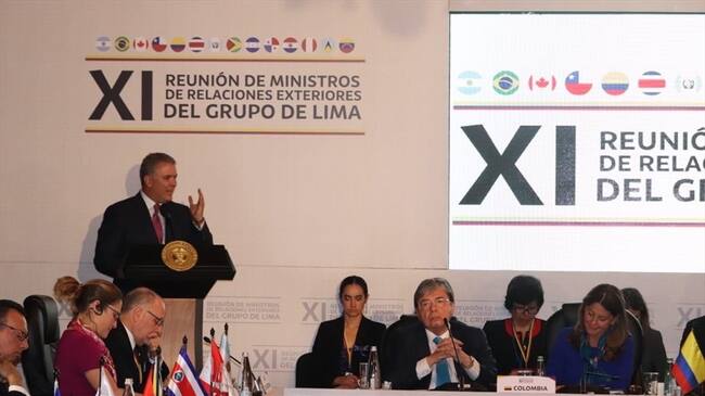 Iván Duque Márquez interviene ante el foro del Grupo de Lima. Foto: Infopresidencia/ Twitter