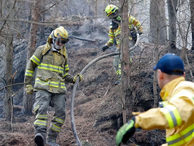 Bomberos en incendio en Bogotá | Foto: EFE
