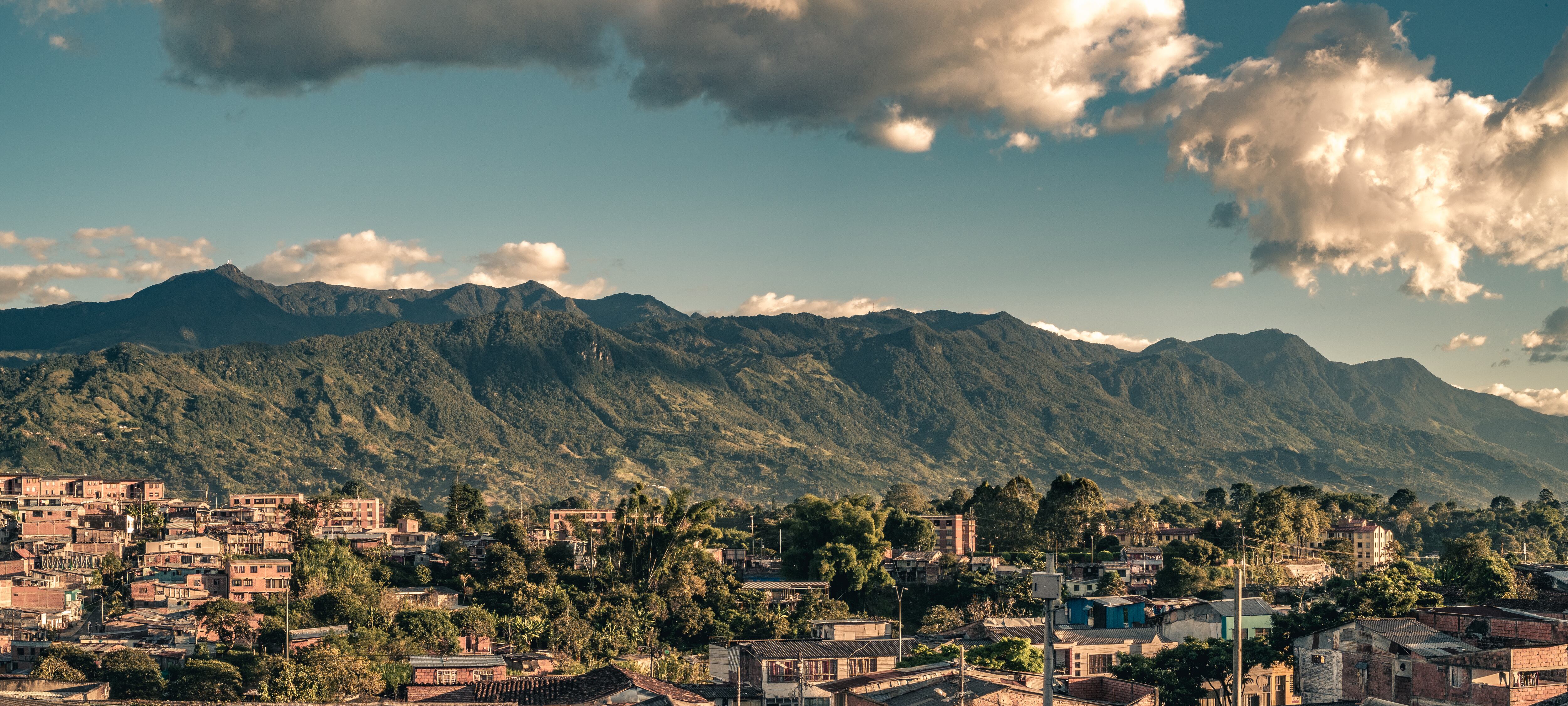 The mountain ridge at the East of the town of Armenia, Quindio, Colombia