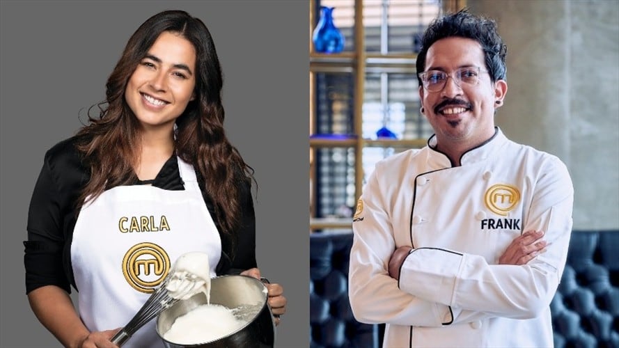 Carla Giraldo y Frank Martínez, concursantes de Masterchef Celebrity. Foto: Colprensa/Instagram @flankelflaco