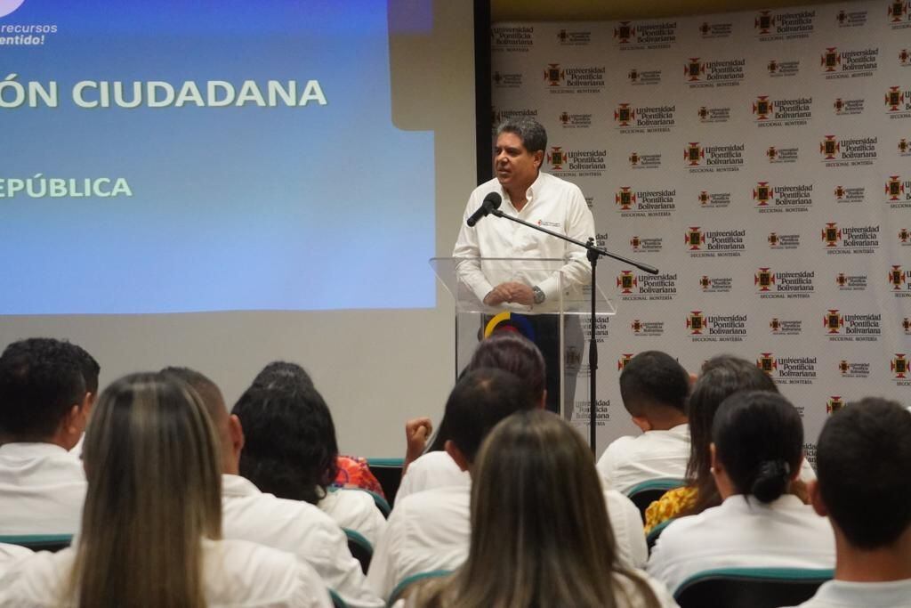 Contralor General de la República, Carlos Hernán Rodríguez, en Montería. Foto: prensa Contraloría.