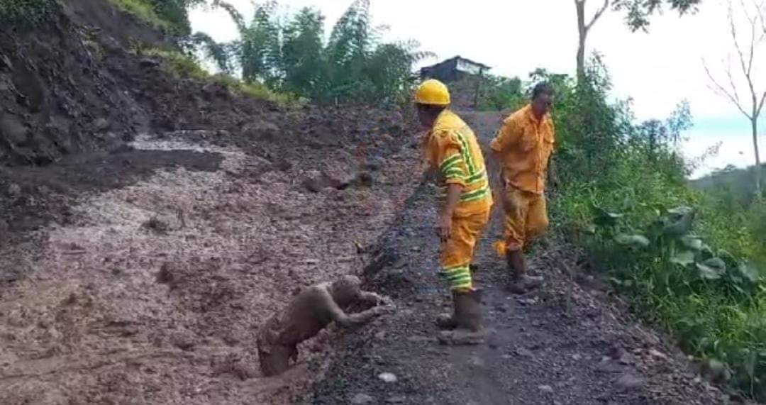En la vereda Pénjamo del municipio de Otanche (Boyacá), se presentó el deslizamiento de tierra que dejó tres personas sepultadas / Foto: Suministrada.