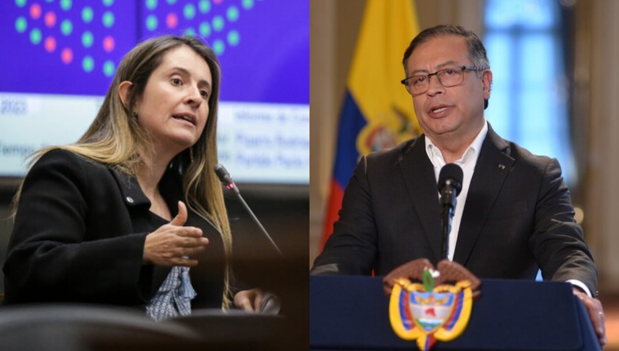 Paloma Valencia y presidente Gustavo Petro. Foto: Colprensa.