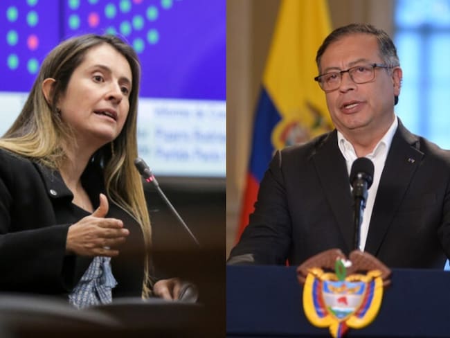 Paloma Valencia y presidente Gustavo Petro. Foto: Colprensa.