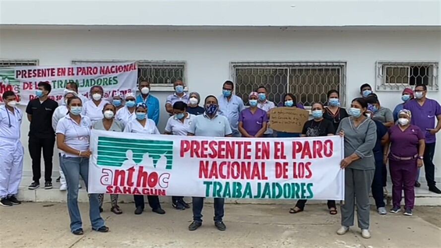 Cerca de 350 trabajadores del sector salud aseguran que les deben salarios desde hace 6 meses en Sahagún. Foto: cortesía.