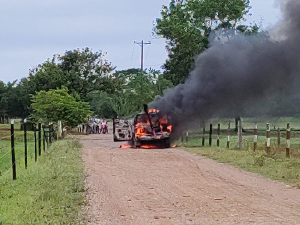 Queman carro de Afinia en Tierralta, Córdoba. Foto: Afinia.