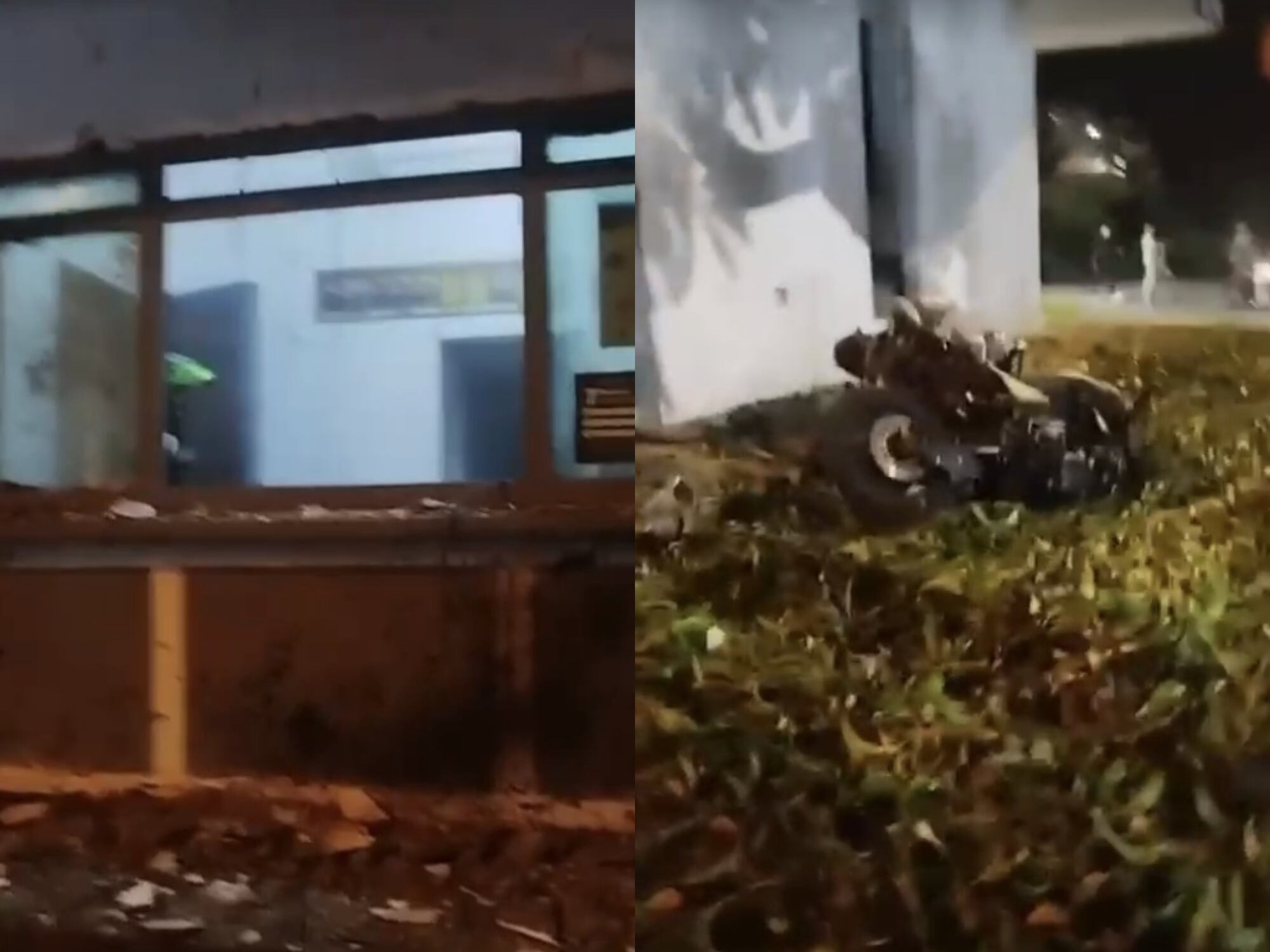 Atentado con explosivos contra CAI de la Policía en Cali. Fotos: captura de pantalla.