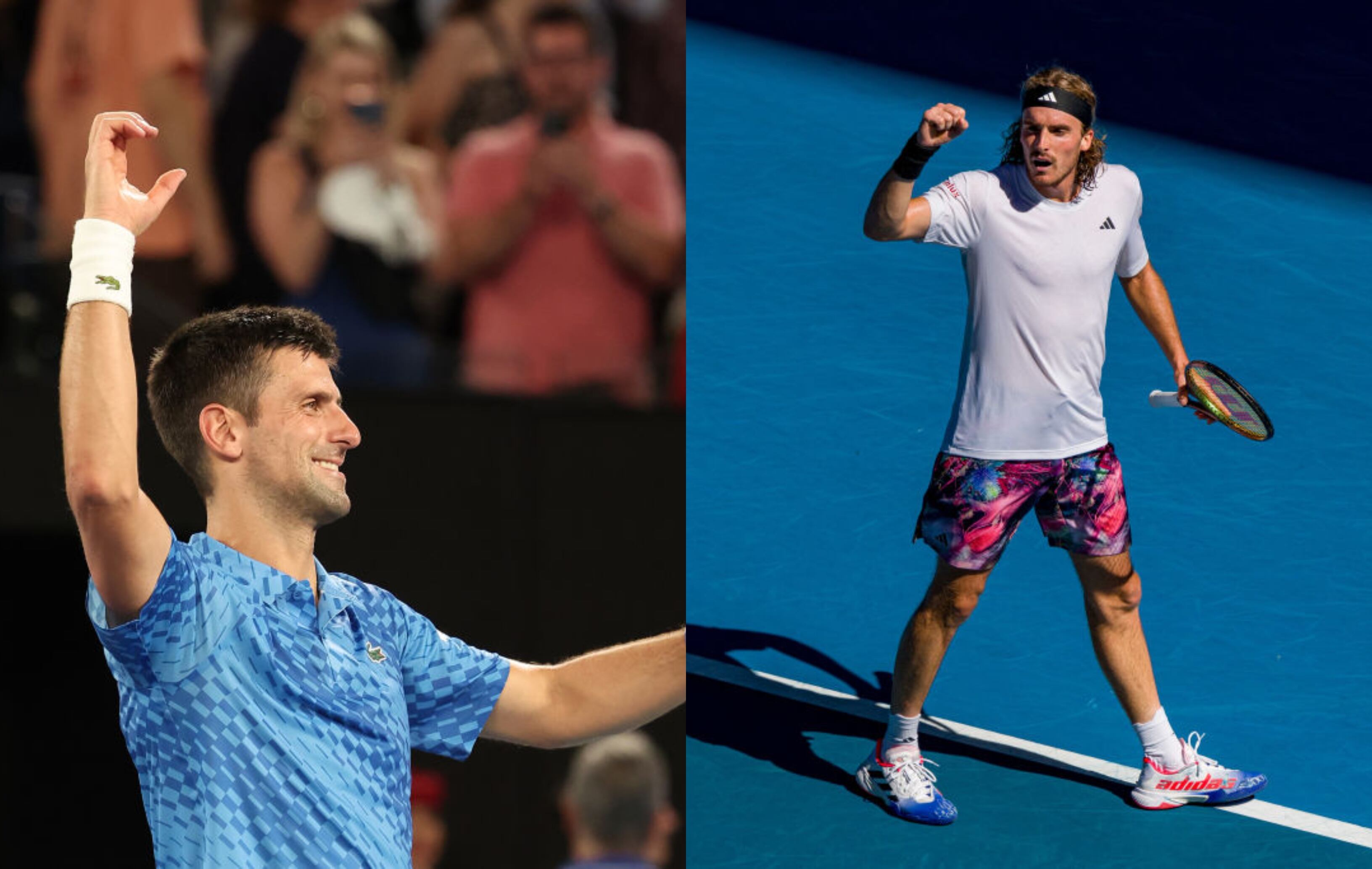 Novak Djokovic y Stefanos Tsitsipas. Foto: Getty Images.