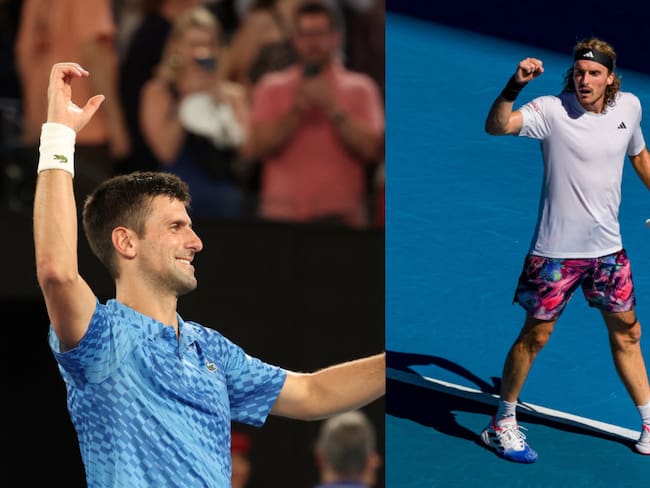 Novak Djokovic y Stefanos Tsitsipas. Foto: Getty Images.