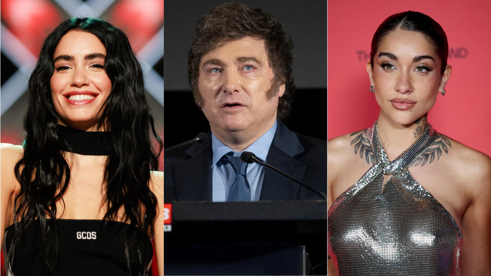 Javier Milei. FOTO: Ernesto Ryan — Maria Becerra. FOT: Borja B. Hojas - Lali Esposito. FOTO: Patricia J. Garcinuno/Getty Images