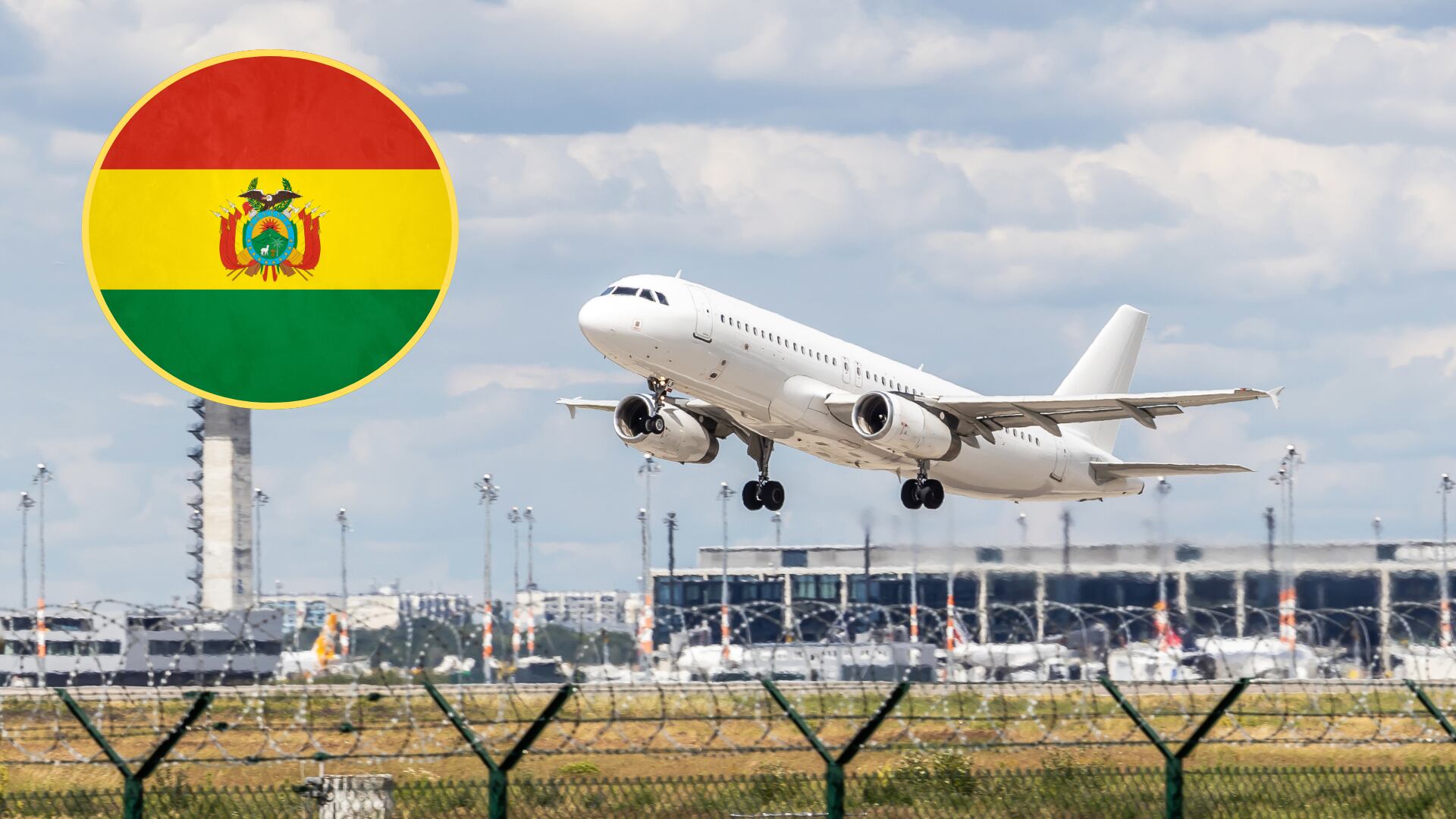 Avión despegando, foto de referencia, bandera de Bolivia. Foto: Getty Images