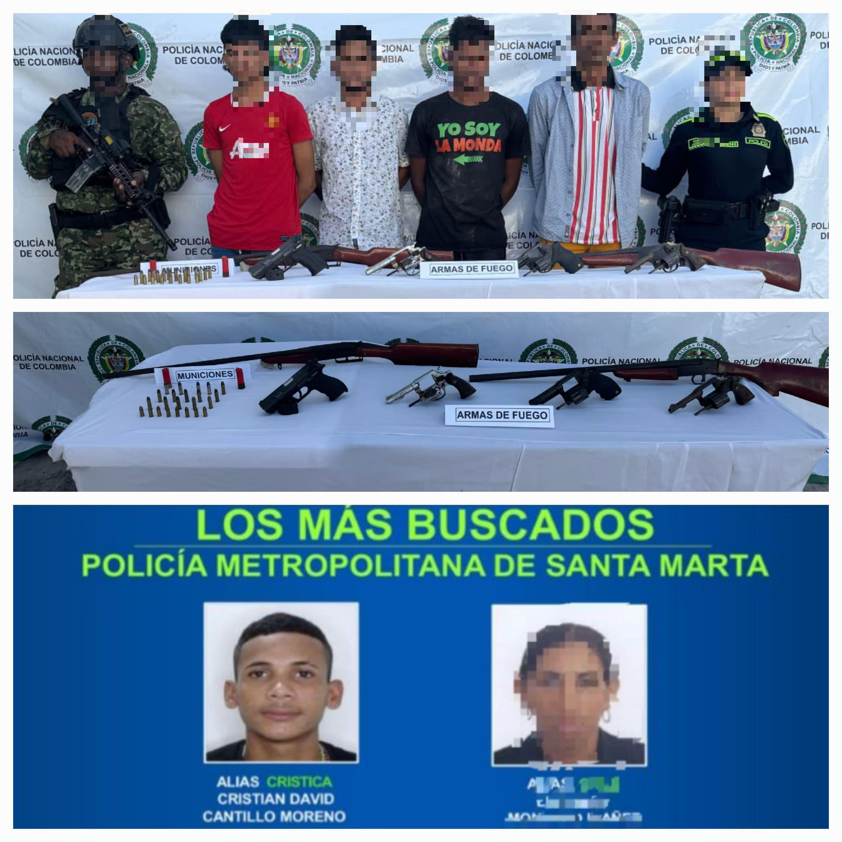 Capturados cuatro presuntos integrantes del “Clan del Golfo” en Palermo, Magdalena/ Policía Metropolitana de Santa Marta.