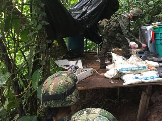 Destruyen laboratorio para procesar pasta base de coca en Tierralta. Foto: Ejército.