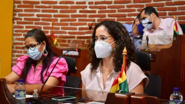 La secretaria de Hacienda, Diana Villalba, presentó esa iniciativa ante el Concejo Distrital. Crédito: Cortesía Ofiprensa Alcaldía.