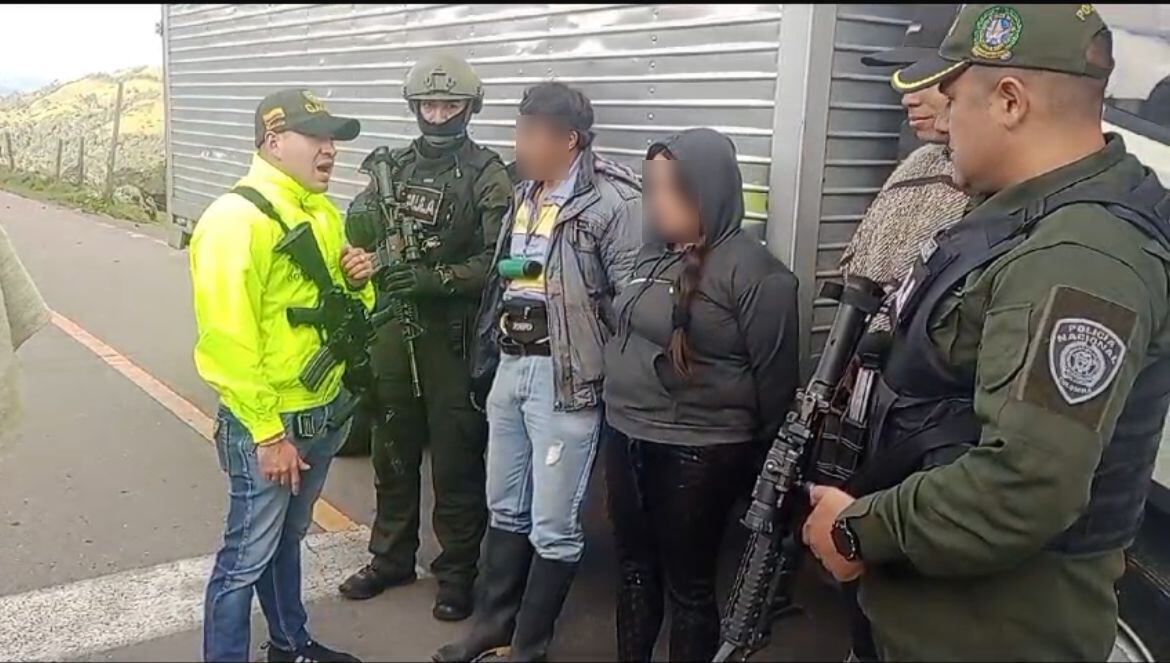 Captura de extorsionadores en Bogotá. Foto: Suministrada