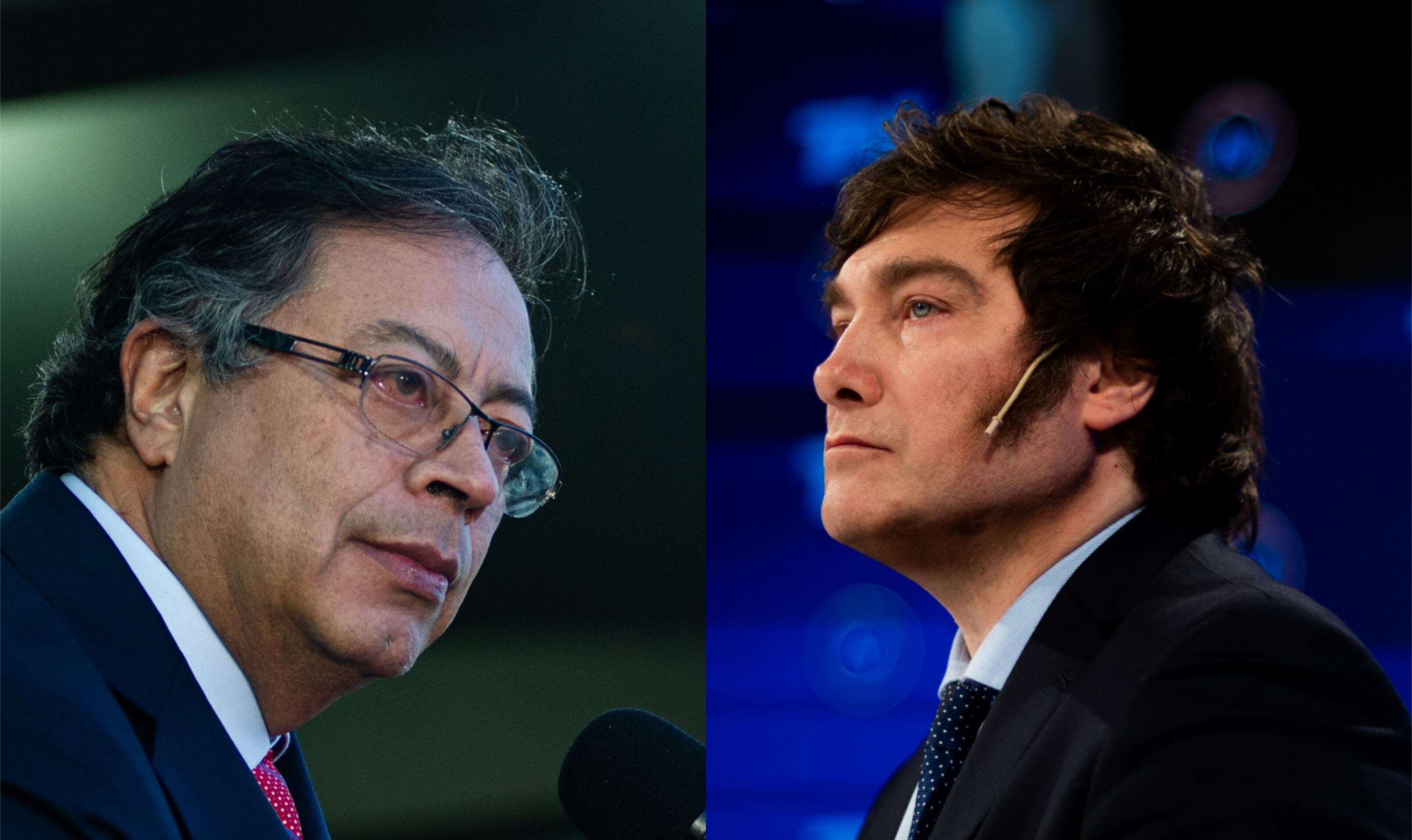 El presidente colombiano, Gustavo Petro (izq) y el candidato presidencial argentino, Javier Milei (der). (Foto: Caracol Radio / Getty )