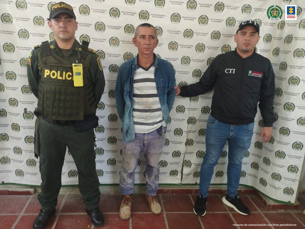 Presunto abusador de la menor capturado. Foto: Twitter oficial de la Fiscalía General de la Nación.