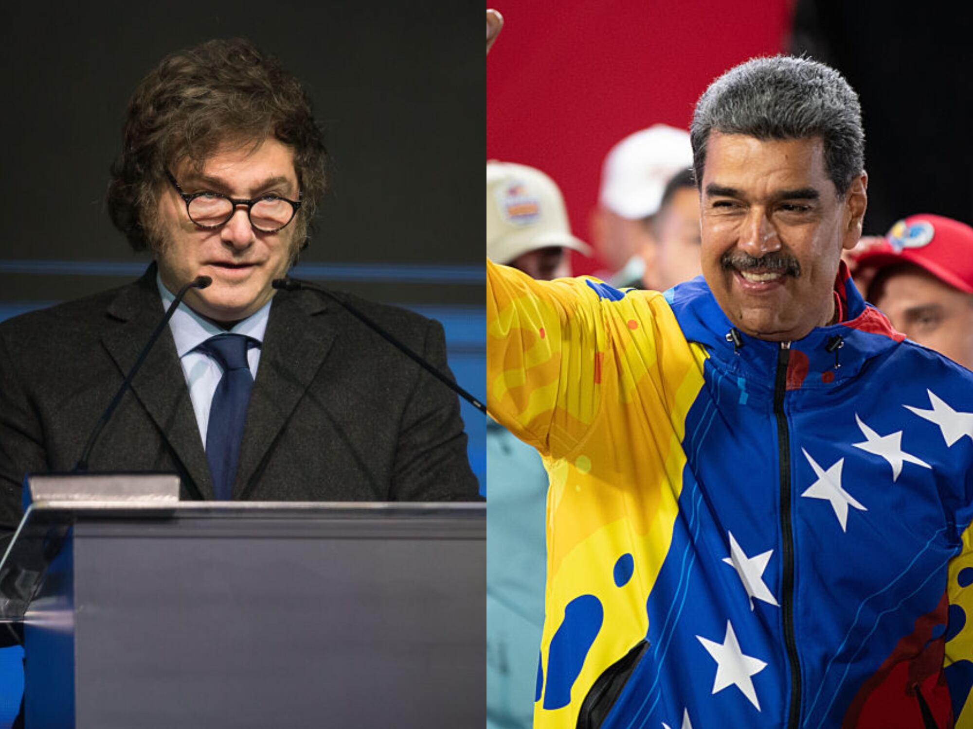 Javier Milei y Nicolás Maduro. Foto: Pedro H. Tesch/Getty Images Alfredo Lasry R/Getty Images
