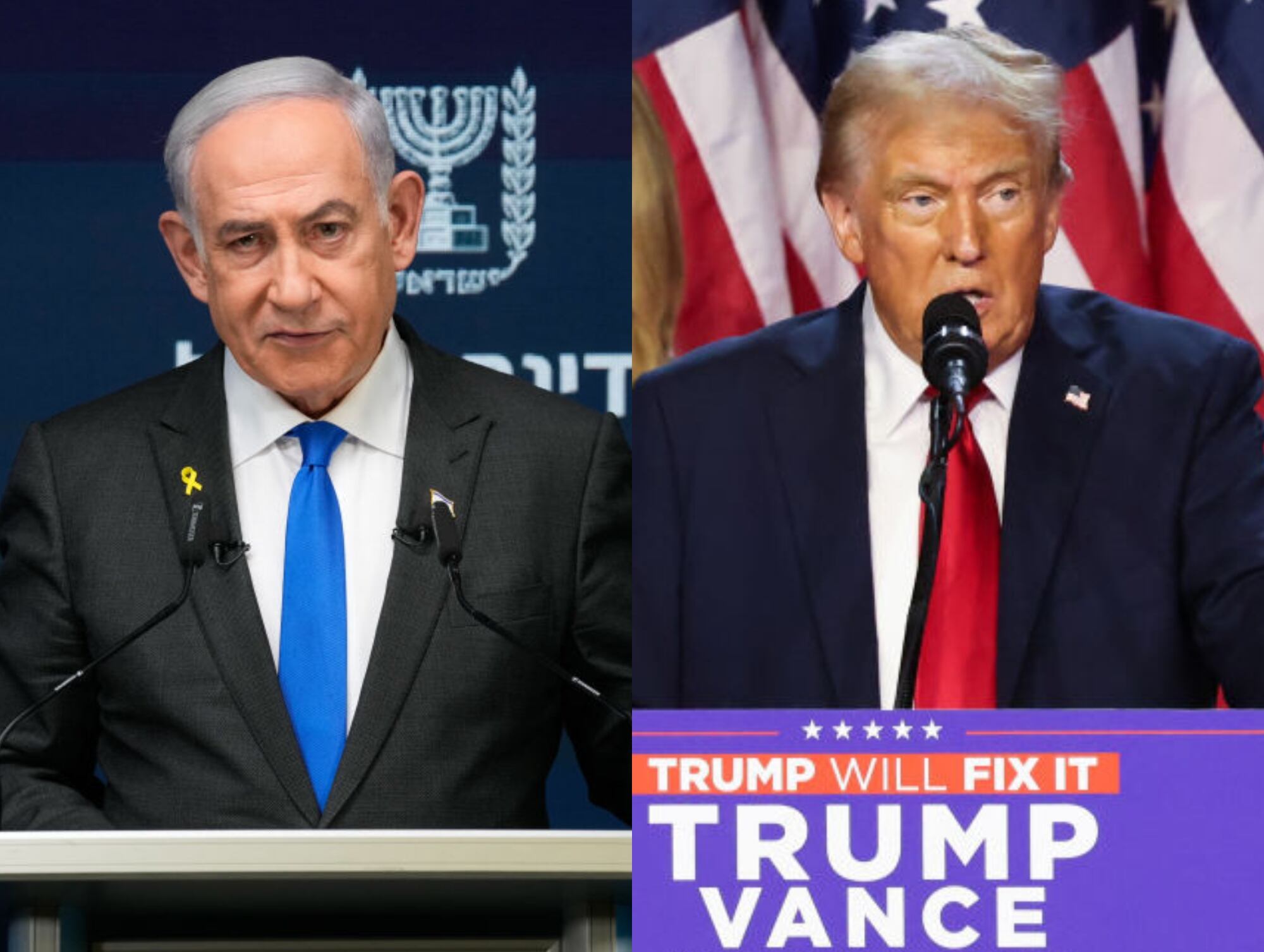Benjamín Netanyahu. I Foto: Michael Kappeler/picture alliance via Getty Images. Donald Trump. Scott Olson/Getty Images.
