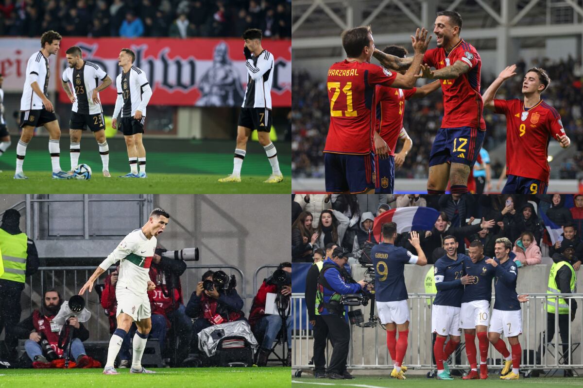 Selecciones de Alemania, España, Portugal y Francia, quienes disputarán la Eurocopa 2024. Fotos: Getty Images.