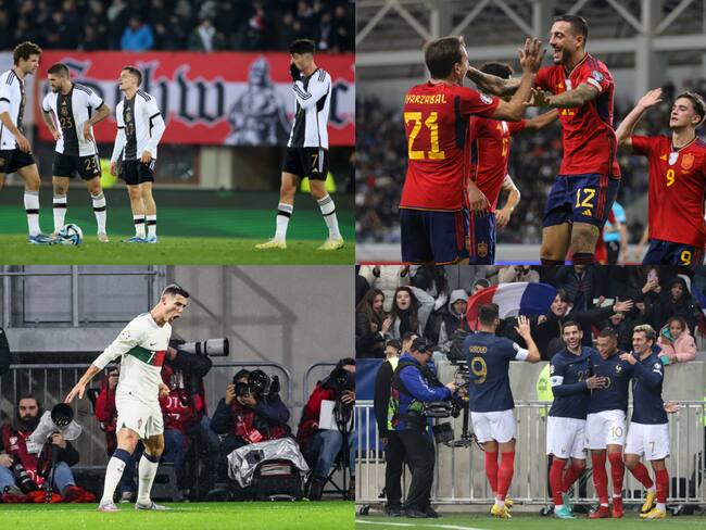 Selecciones de Alemania, España, Portugal y Francia, quienes disputarán la Eurocopa 2024. Fotos: Getty Images.