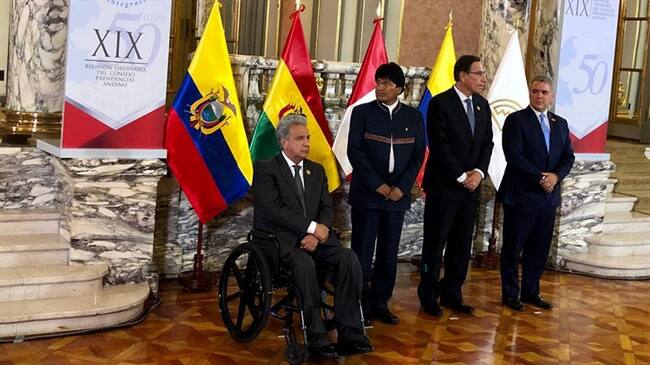 Presidentes de Colombia, Perú, Ecuador y Bolivia. Foto: Redacción W Radio