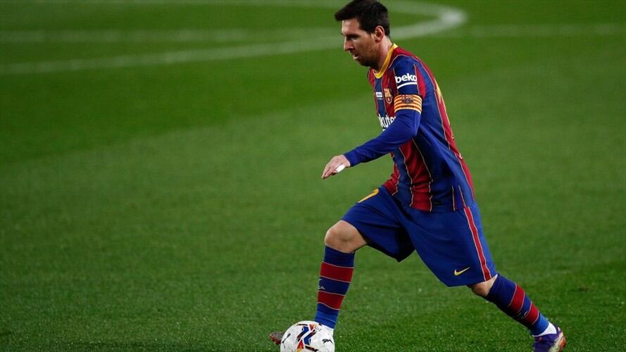 Lionel Messi en el partido entre el Barcelona vs Valencia, de la Liga Santander 2021. Foto: Getty Images