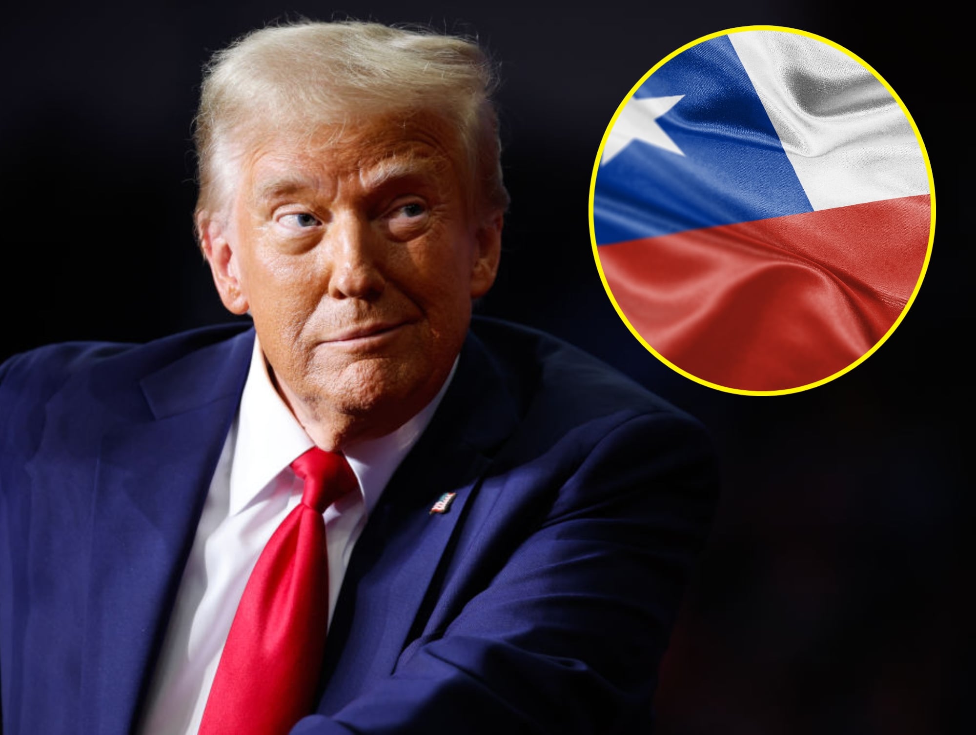 Donald Trump. I Foto: Chip Somodevilla/Getty Images. Bandera de Chile. I Foto: Getty Images.