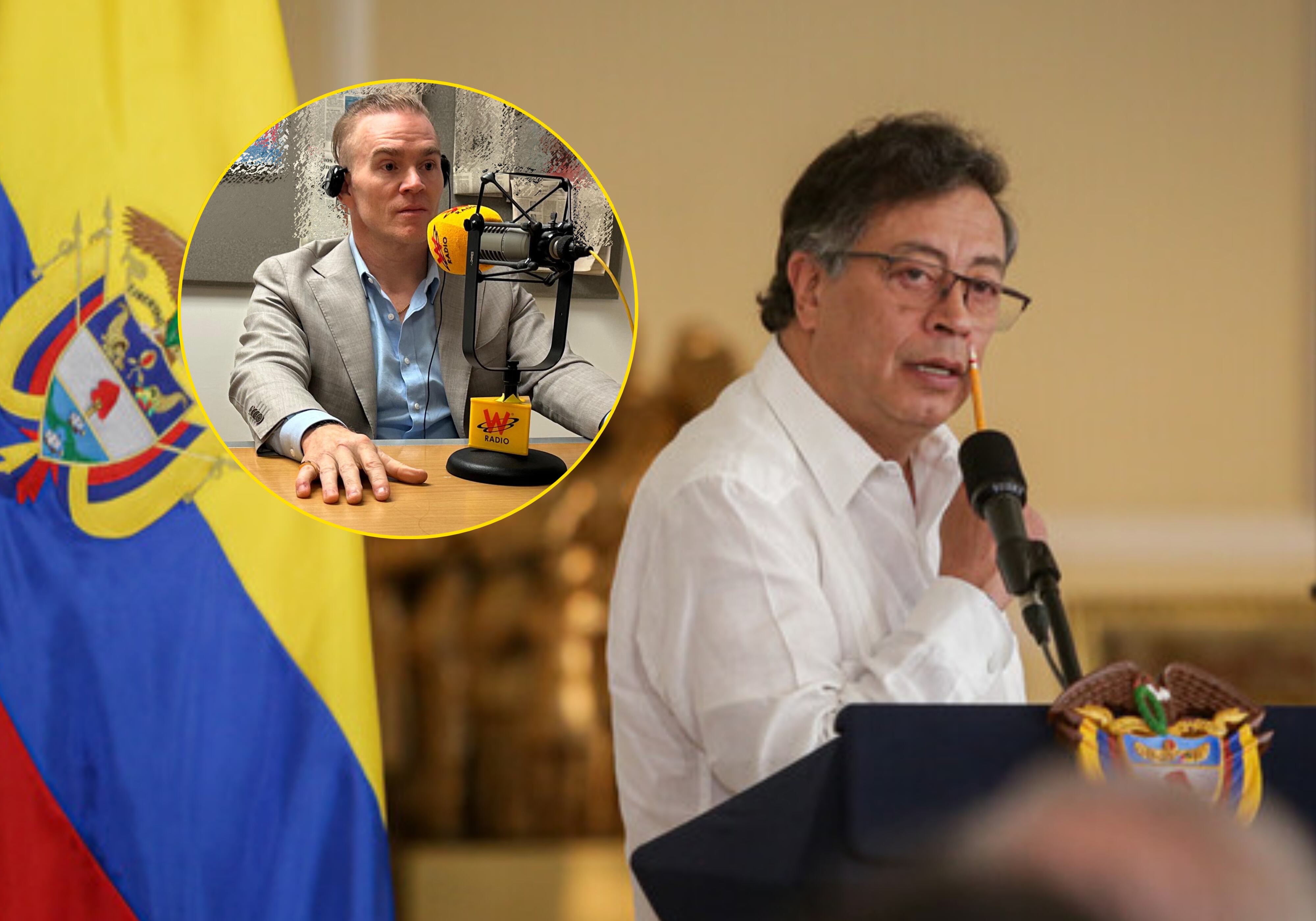 Gustavo Petro y Jordan Goudreau. Foto: (Colprensa - Cristian Bayona) / W Radio