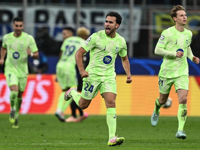 Eric García del FC Barcelona celebra el gol del descuento ante el Inter por Champions League. FOTO: Image Photo Agency/Getty Images