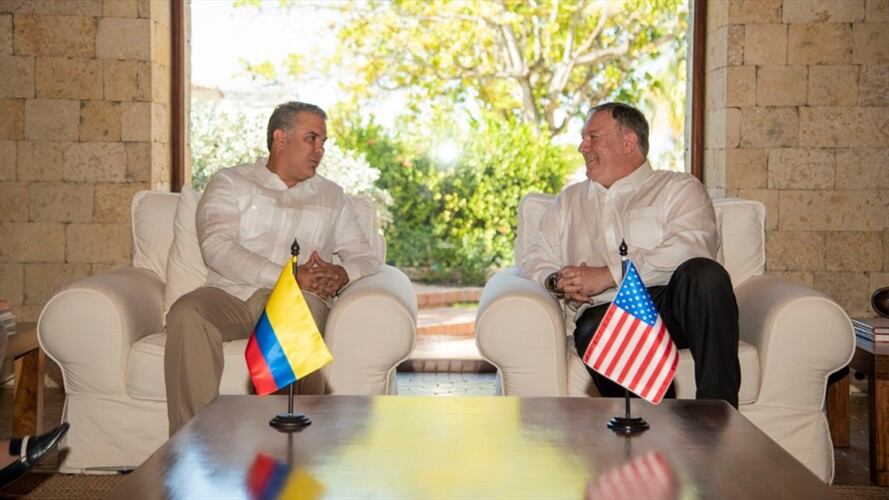 Secretario de Estado de EEUU, Mike Pompeo, y presidente Iván Duque se reúnen en Cartagena. Foto: Colprensa