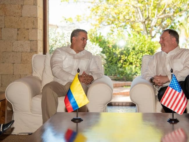 Secretario de Estado de EEUU, Mike Pompeo, y presidente Iván Duque se reúnen en Cartagena. Foto: Colprensa