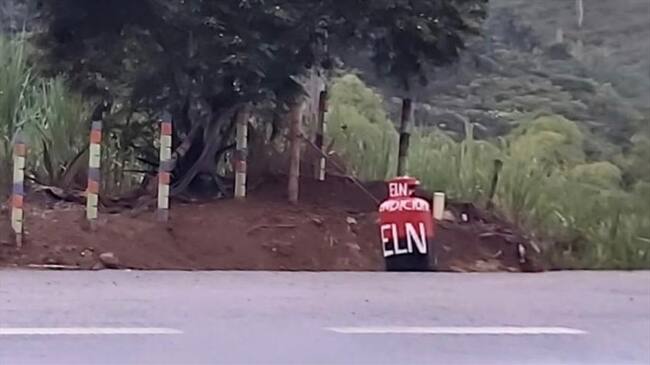 El elemento fue encontrado en la madrugada de este sábado por conductores que transitan entre Mondomo y Santander de Quilichao. Foto: Cortesía