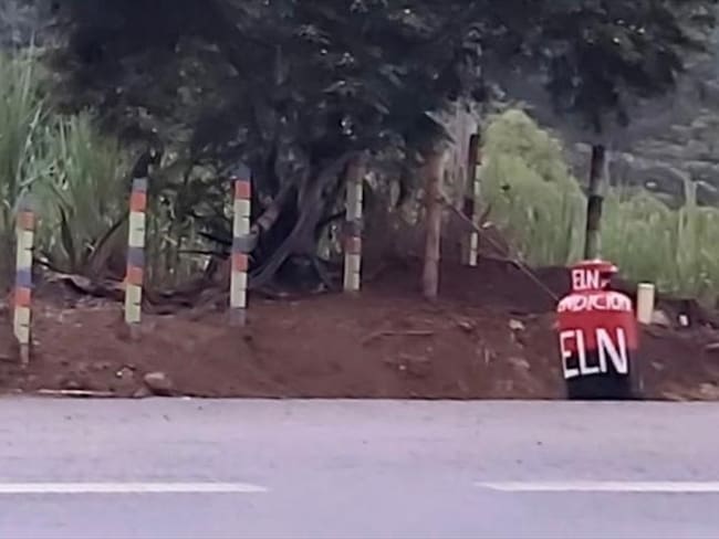 El elemento fue encontrado en la madrugada de este sábado por conductores que transitan entre Mondomo y Santander de Quilichao. Foto: Cortesía