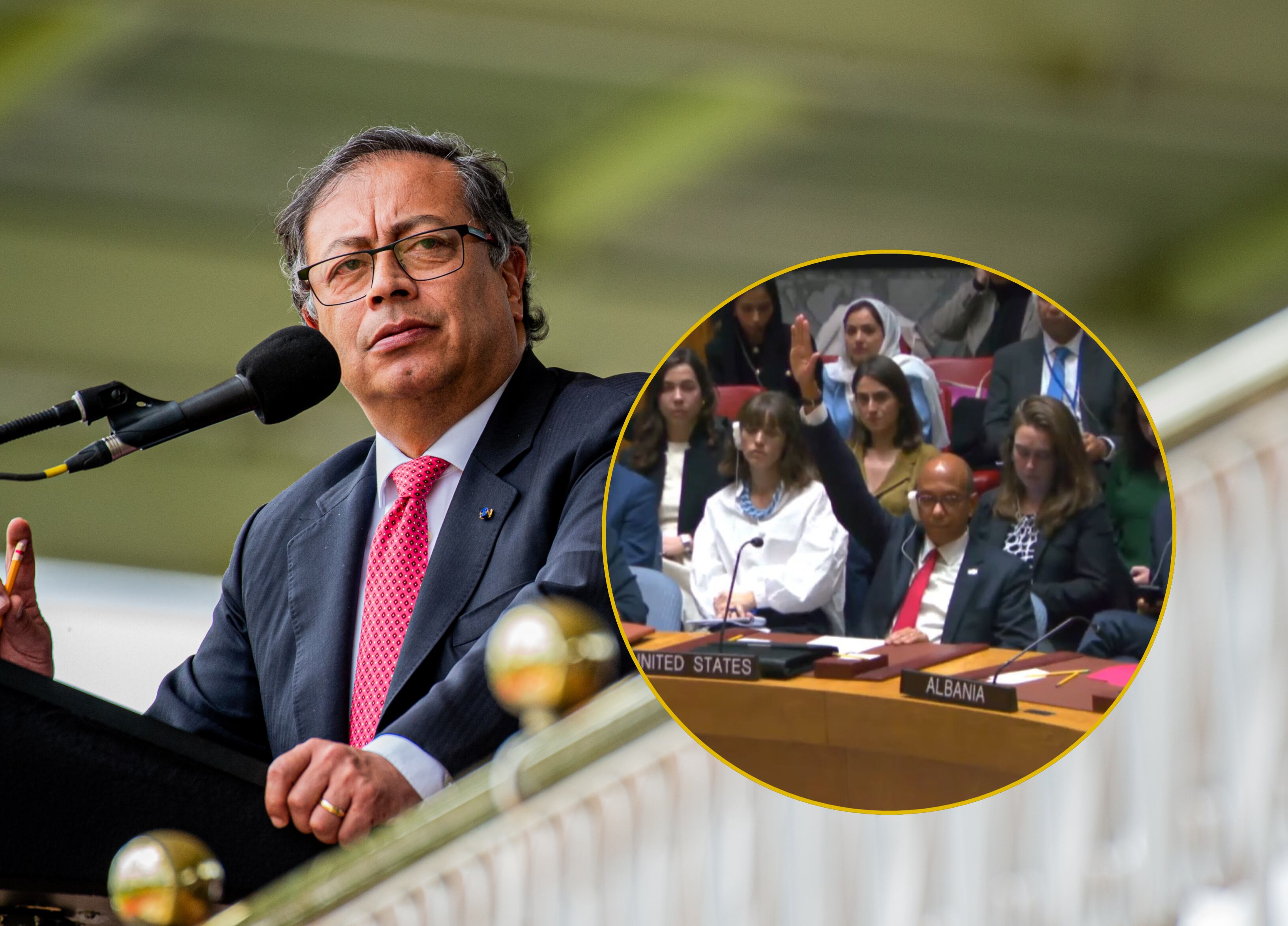 Gustavo Petro y representante de EE.UU. ante la ONU, Robert Wood. | Fotos: GettyImages y EFE